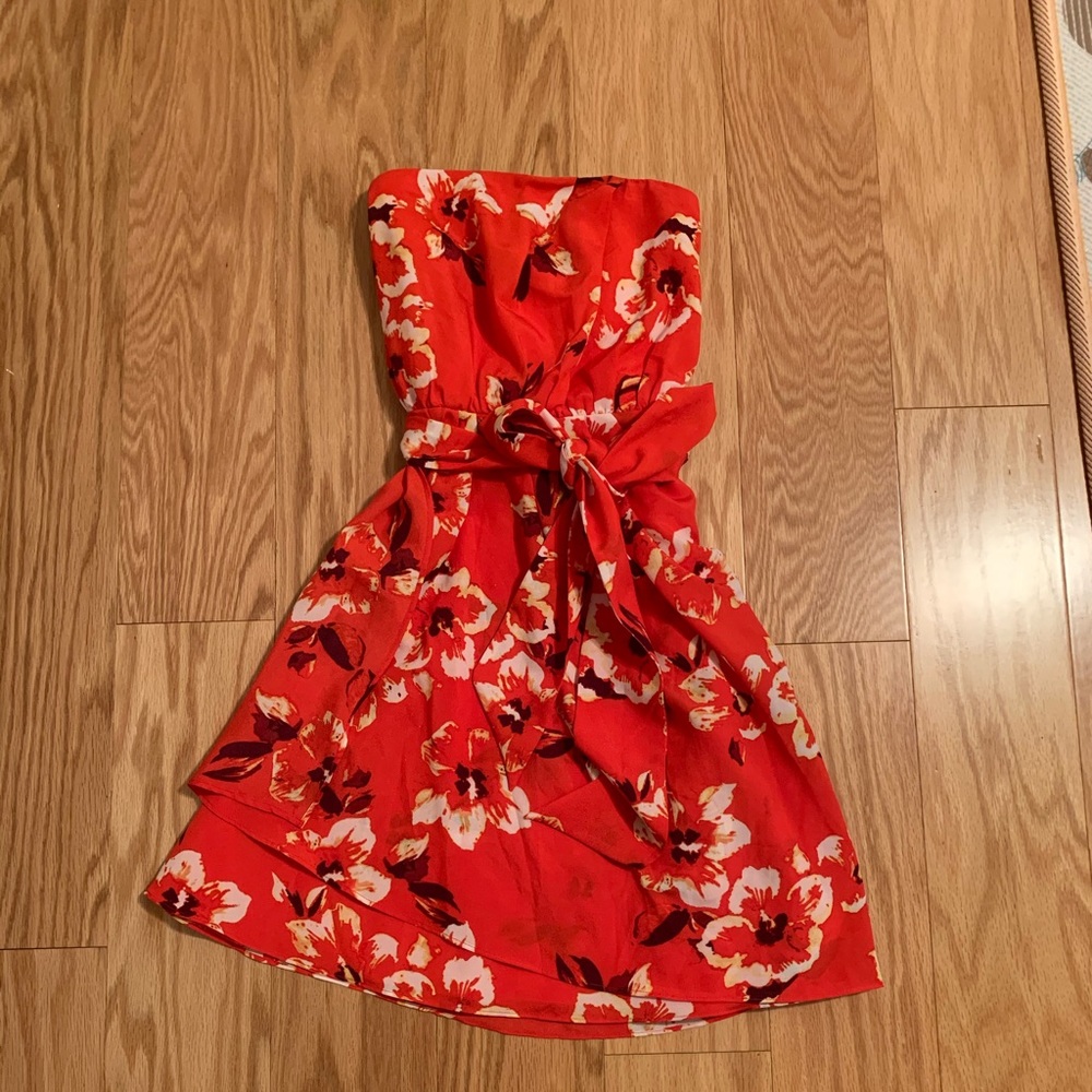 Vibrant red flowery dress